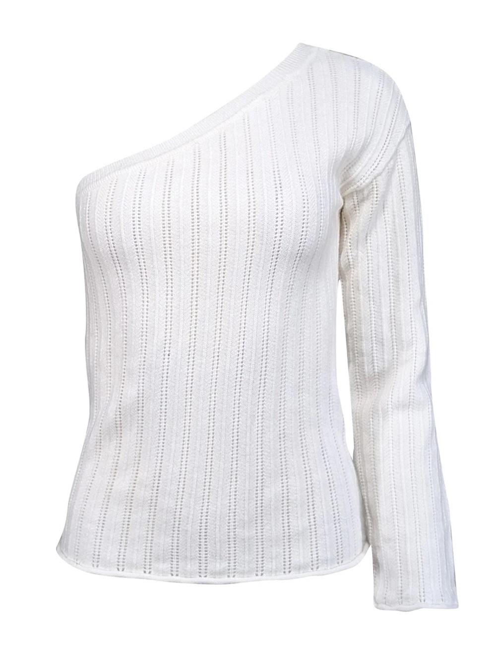 Lovers + Friends one shoulder white knit sweater